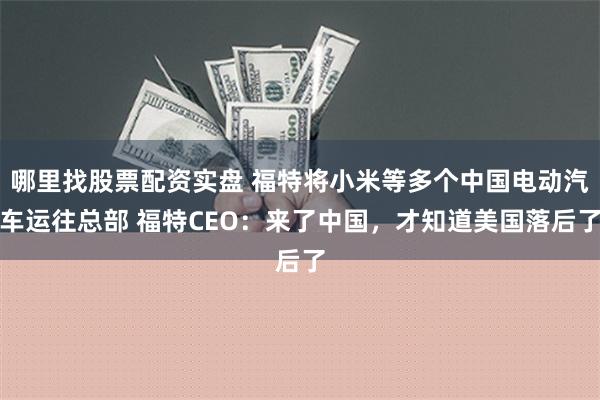 哪里找股票配资实盘 福特将小米等多个中国电动汽车运往总部 福特CEO：来了中国，才知道美国落后了