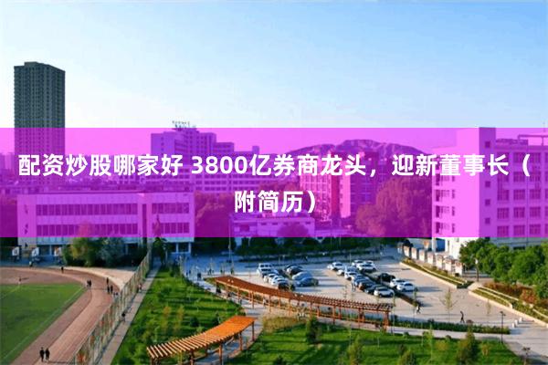 配资炒股哪家好 3800亿券商龙头，迎新董事长（附简历）